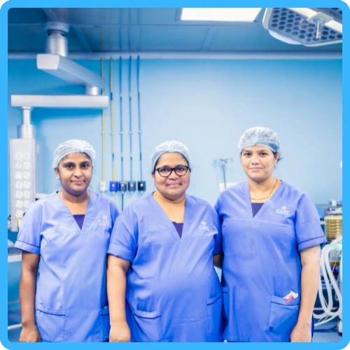 Senior nurses - Indira, Rajamani and OT incharge Bharathi